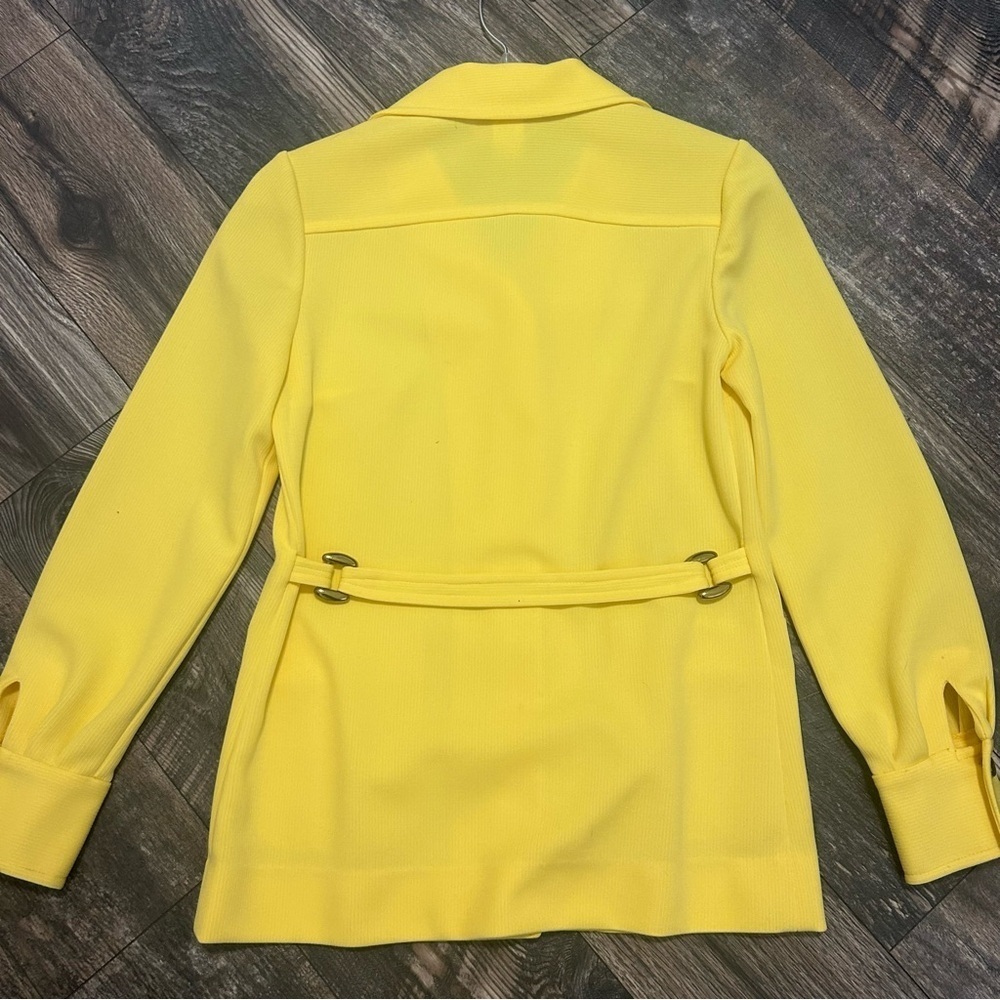 Yellow Vintage 60/70s Polyester Jacket Gold Buttons Pockets Retro - Picture 5 of 10
